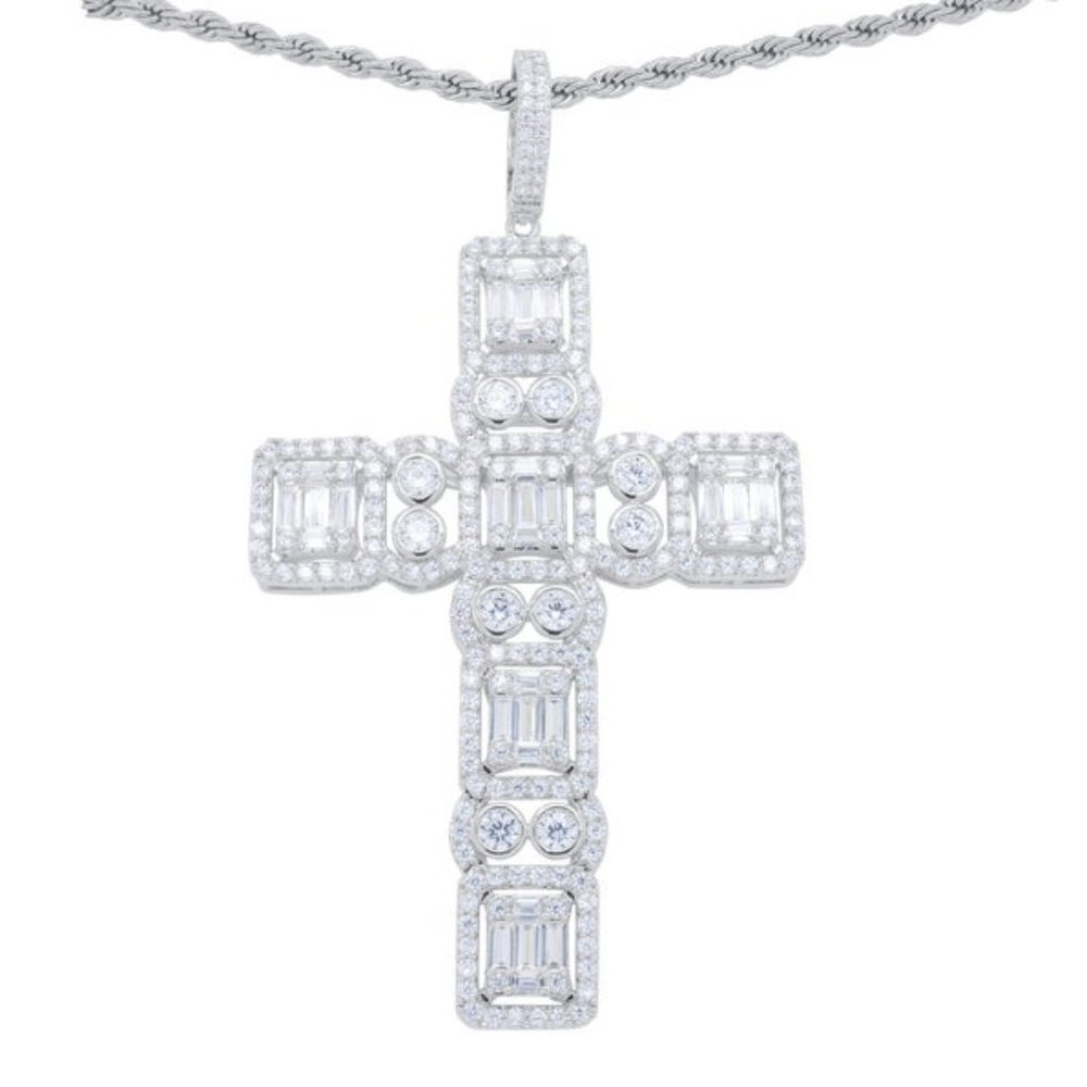 Men's Diamond Cross Pendant / Anti Tarnish / Chain